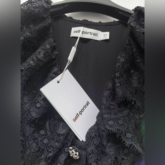 Self Portrait BLACK LACE RUFFLE MAXI DRESS $970 New without tag - Picture 11 of 13